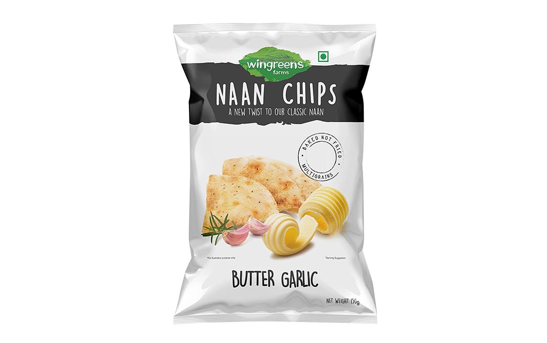 Wingreens Farms Naan Chips Butter Garlic   Pack  150 grams